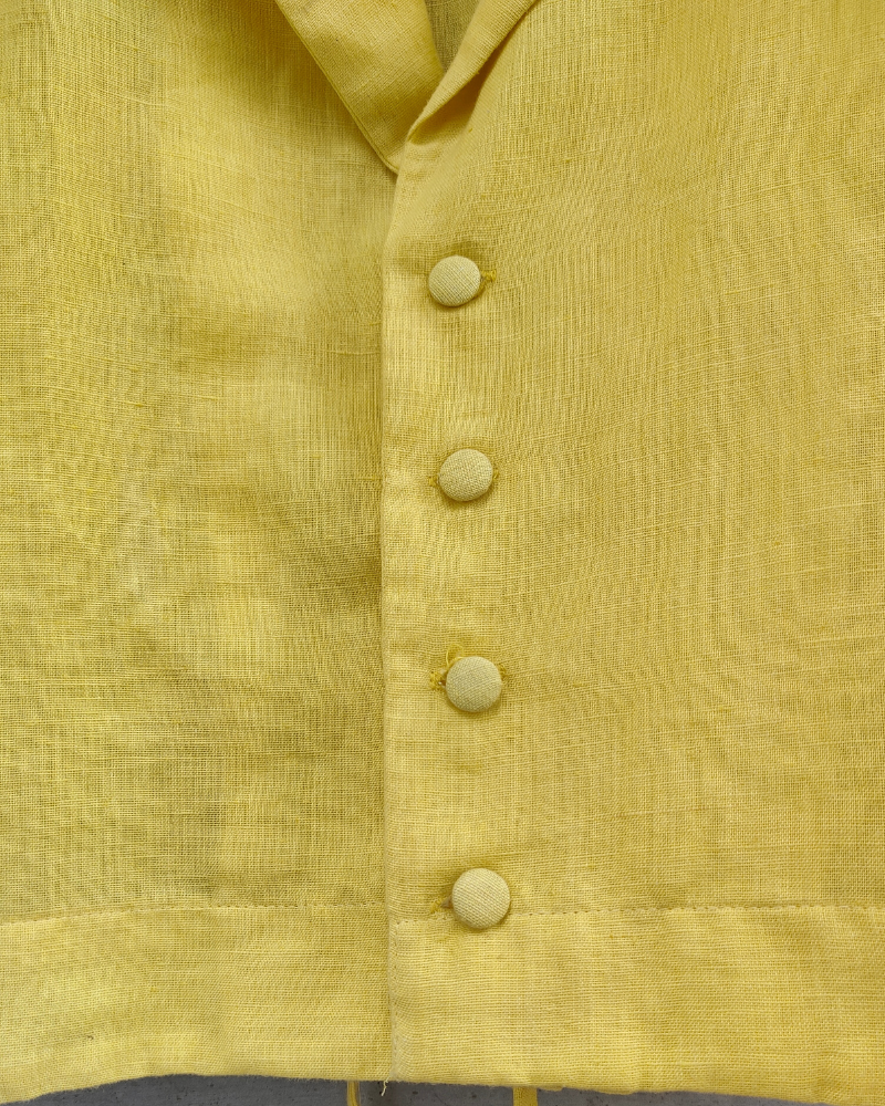 butter yellow waist coat linen top 2